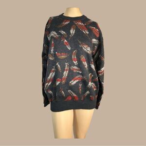 Tricots St. Raphael Feather Print Wool Sweater – Size M